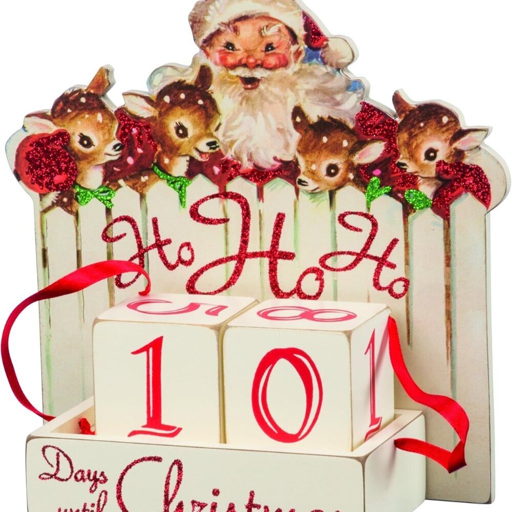 Vintage Christmas Wood Countdown Box, Ho